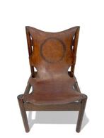 Fauteuil - Safari - Eik, Leder - Brutalist - Mid Century, Antiek en Kunst, Curiosa en Brocante
