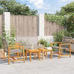 vidaXL 5-delige Loungeset poly rattan en acaciahout grijs, Verzenden, Nieuw, Rotan, Loungeset