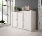Dressoir Parello 4 - Wit - Eiken - 130 cm, Huis en Inrichting, Kasten | Dressoirs, 100 tot 150 cm, Verzenden, Nieuw, Landelijk