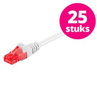 25 stuks | Netwerkkabel | Cat6 U/UTP | 1 meter (Wit), Computers en Software, Pc- en Netwerkkabels, Nieuw, Verzenden