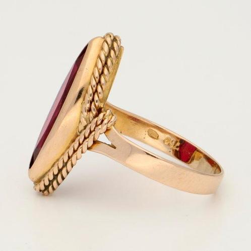 Ring - 18 karaat Geel goud Robijn, Sieraden, Tassen en Uiterlijk, Ringen
