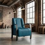 Leren fauteuil Glamour - Hermes Turquoise (blauw), Nieuw, Ophalen of Verzenden, 50 tot 75 cm, Industrieel, Modern, Retro