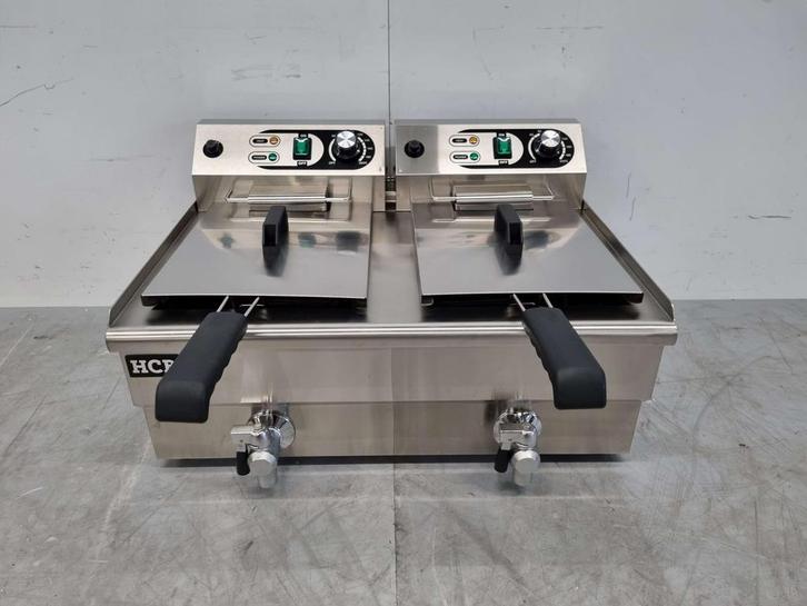 RVS Dubbele Friteuse Frituur Aftapkraan 2 x 12 liter 2 x, Zakelijke goederen, Horeca | Keukenapparatuur, Nieuw in verpakking, Ophalen of Verzenden