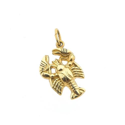 Gouden sterrenbeeld hanger; Kreeft (geelgoud, astrologie), Sieraden, Tassen en Uiterlijk, Bedels, Gebruikt, Overige merken, Goud