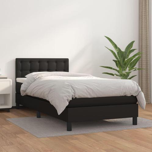 vidaXL Boxspring met matras kunstleer zwart 90x190 cm, Huis en Inrichting, Slaapkamer | Bedden, 90 cm, 190 cm of minder, Zwart