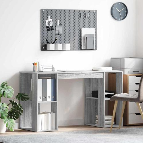 vidaXL Bureau met Opslag Grijs Sonoma 130 x 50,5 x 75 cm, Huis en Inrichting, Bureaus, Nieuw, Verzenden