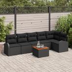 vidaXL Tuin Sofa Set 7 pcs Zwart Groot Rattan, Verzenden, Nieuw, Rotan