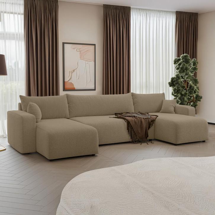 Luxe Complete Zithoek – Snel in Huis en Gratis Bezorgd !, Huis en Inrichting, Banken | Complete zithoeken, Nieuw, Hout, Leer, Stof