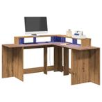 vidaXL Bureau met LED-verlichting 152x152x91 cm hout, Huis en Inrichting, Bureaus, Verzenden, Nieuw