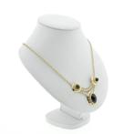 Gouden jasseron schakelcollier met granaat (Ketting), Gebruikt, Overige kleuren, Ophalen of Verzenden, Met edelsteen