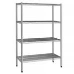 GGM Gastro | RVS rek - 1,3 x 0,4 m - 4 draadroosters - vast, Verzenden