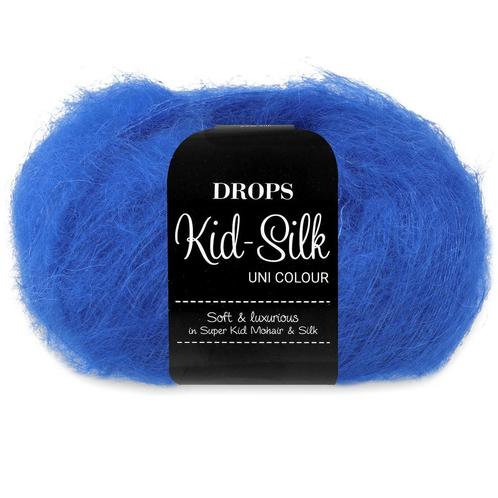 DROPS Kid-Silk Uni Colour - 21 kobaltblauw - Mohair Garen, Hobby en Vrije tijd, Breien en Haken, Ophalen of Verzenden