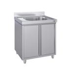GGM Gastro | Spoelbakkast ECO - 800x700mm - met 1 spoelbak |, Verzenden, Nieuw in verpakking, RVS Meubilair