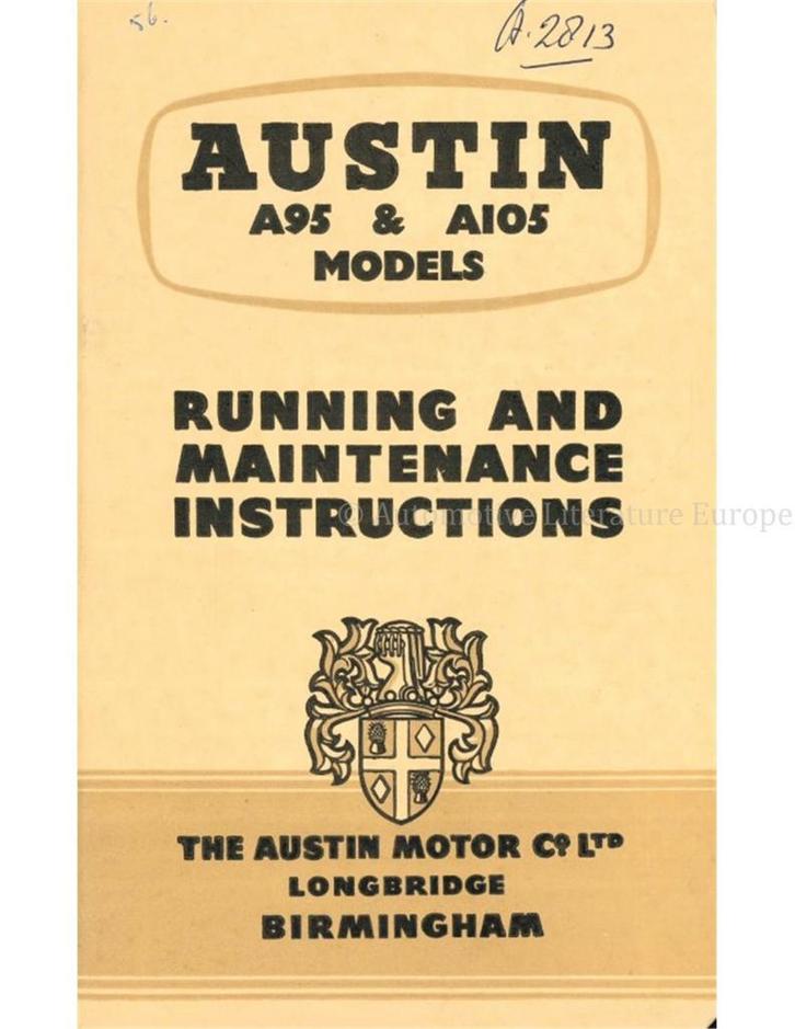 1956 AUSTIN A95 | A105 INSTRUCTIEBOEKJE ENGELS, Auto diversen, Handleidingen en Instructieboekjes