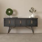 *WOONWINKEL* Kare Design Gomera Zwart Dressoir Geribbeld Gla, Verzenden, Nieuw