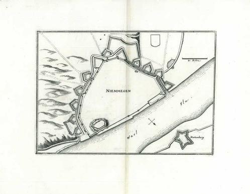 Stadsplattegrond van Nijmegen, Antiek en Kunst, Kunst | Etsen en Gravures