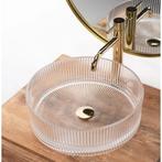 REA Ronde glazen opzetwastafel - transparant - Ø 40 cm -..., Ophalen of Verzenden, Nieuw
