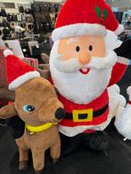 Opblaasbare pluche Kerst Santa Claus met Rendier 1.83 meter, Ophalen of Verzenden, Nieuw