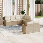 vidaXL 7-delige Loungeset met kussens poly rattan beige, Verzenden, Nieuw, Rotan, Loungeset