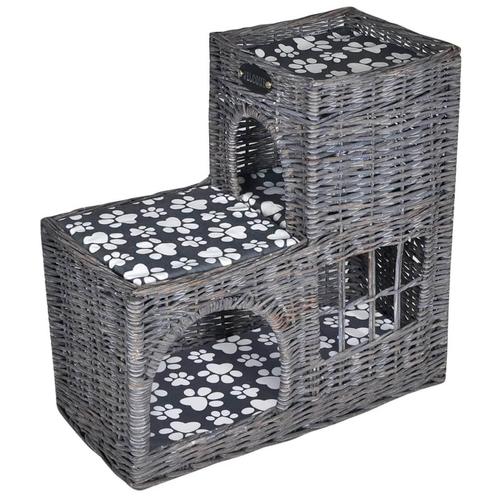 vidaXL Kattenbed/huis/kasteel met kussen wilgen, Dieren en Toebehoren, Katten-accessoires, Nieuw, Verzenden