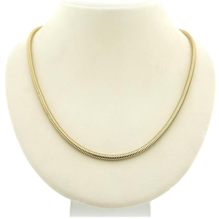 Gouden slangenschakel ketting, Sieraden, Tassen en Uiterlijk, Kettingen, Overige kleuren, Gebruikt, Goud, Ophalen of Verzenden