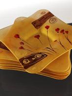 Schotel (6) - hand decorated glass plate - Emaille, Glas -, Antiek en Kunst