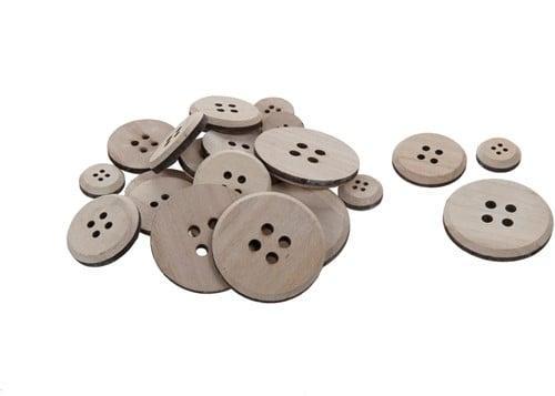 Houten Knopen White Wash 3-7 cm 15 stuks, Hobby en Vrije tijd, Knutselen, Nieuw, Ophalen of Verzenden