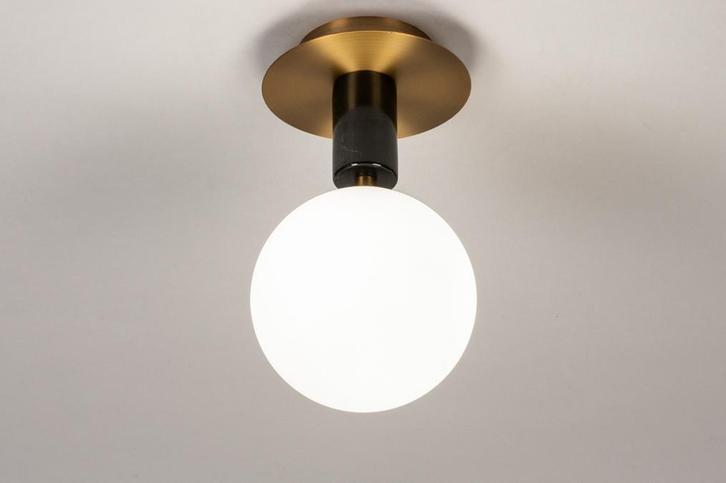 Rietveld Plafondlampen - Wit, Zwart, Goud - Glas, Marmer, Huis en Inrichting, Lampen | Plafondlampen, Verzenden