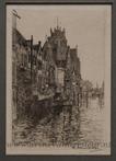 [Modern print, etching] View on a canal in Dordrecht, ca.