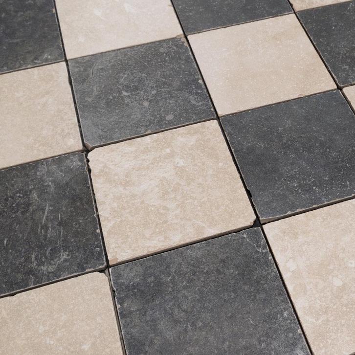 Getrommelde Keramische Dambord Vloertegels hardsteen look –, Doe-het-zelf en Verbouw, Tegels, Nieuw, Verzenden