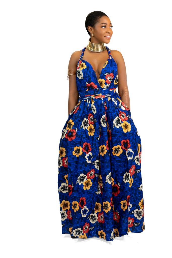 Afrikaanse print Blauwe Flowers Infinity Multiway Maxi Jurk, Kleding | Dames, Rokken, Nieuw, Ophalen of Verzenden