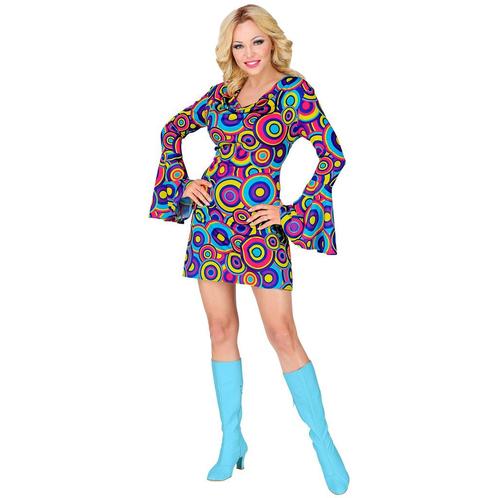 Disco 70S Jurk Blauw Paars Dames, Kleding | Dames, Carnavalskleding en Feestkleding, Nieuw, Verzenden