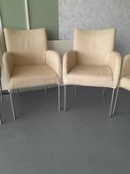 6 eetkamerstoelen wit leer leuning gebruikt Bert Plantagie, Huis en Inrichting, Gebruikt, Wit, Ophalen of Verzenden, Vijf, Zes of meer stoelen
