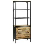 vidaXL Highboard Bruin 70 x 35 x 180 cm Massief mangohout, Huis en Inrichting, Kasten | Buffetkasten, Minder dan 50 cm, Verzenden