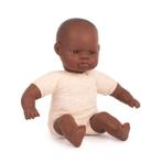 Pop Afrikaanse baby (32 cm, stoffen lijfje) - Miniland, Kinderen en Baby's, Speelgoed | Poppen, Nieuw