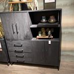 Piastra Opbergkast Mango Deep Black 126cm - Pronto Wonen, Huis en Inrichting, Kasten | Buffetkasten, Ophalen of Verzenden, Nieuw