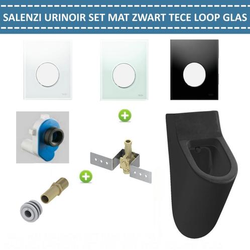 Urinoir Set Salenzi Hung Achterinlaat Mat Zwart met TECE, Doe-het-zelf en Verbouw, Sanitair, Overige typen, Nieuw, Chroom, Ophalen of Verzenden