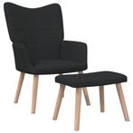 vidaXL Relaxstoel met voetenbank stof zwart, Huis en Inrichting, Fauteuils, Nieuw, Verzenden