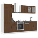 vidaXL 8-delige Keukenkastenset Lucca bewerkt hout bruin, Huis en Inrichting, Keuken | Keukenelementen, Verzenden, Nieuw, Bruin