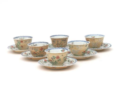 6 porseleinen kop en schotels, Kangxi periode (1662-1722), Antiek en Kunst, Kunst | Niet-Westerse kunst