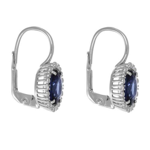 Oorbellen - 18 karaat Witgoud - 3.03ct. tw. Saffier -, Sieraden, Tassen en Uiterlijk, Oorbellen