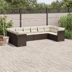 vidaXL 10-delige Loungeset met kussens poly rattan bruin, Tuin en Terras, Verzenden, Nieuw, Rotan, Loungeset