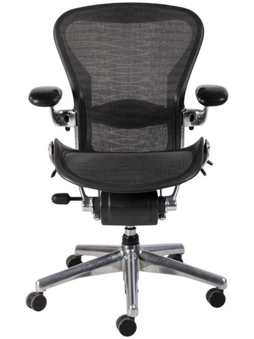 Herman Miller Aeron Full Option In Het Chrome - Refurbished!, Huis en Inrichting, Bureaustoelen, Bureaustoel, Zwart, Zo goed als nieuw
