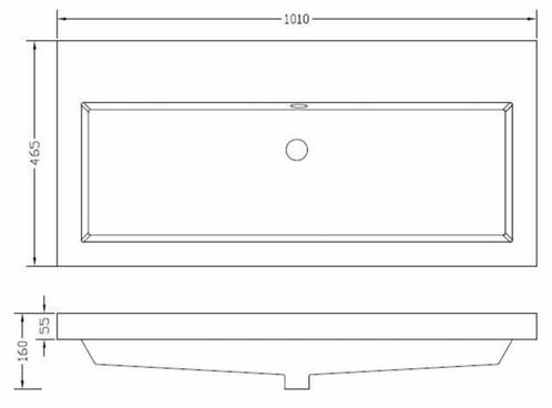 Wiesbaden Vision kunstmarmer wastafel zonder kraangat 100x46, Doe-het-zelf en Verbouw, Sanitair, Ophalen of Verzenden