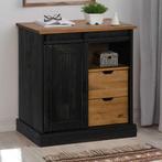 vidaXL Dressoir HALDEN schuifdeur zwart 80x40x80 cm massief, Huis en Inrichting, Verzenden, Nieuw, 50 tot 100 cm, Grenenhout