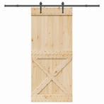 vidaXL Schuifdeur met beslag 100x210 cm massief grenenhout, Doe-het-zelf en Verbouw, Deuren en Horren, Verzenden, Nieuw