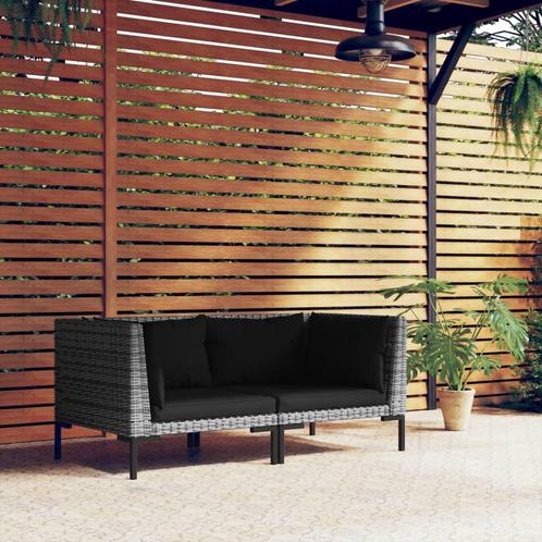 vidaXL B-stock Tuinbanken 2 st met kussens halfrond poly, Tuin en Terras, Tuinsets en Loungesets, Nieuw, Rotan, Verzenden