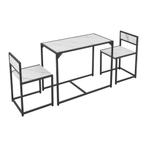 Industriële Eettafel met Stoelen - 3-delig - Marmerlook, Huis en Inrichting, Stoelen, Verzenden, Nieuw