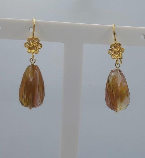 Oorbellen - 19.2 kt. Geel goud - 40.00ct. tw. Citrien, Sieraden, Tassen en Uiterlijk, Oorbellen