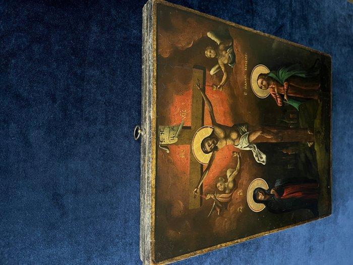 Icoon - Kruisiging van Christus - Hout, Antiek en Kunst, Kunst | Niet-Westerse kunst